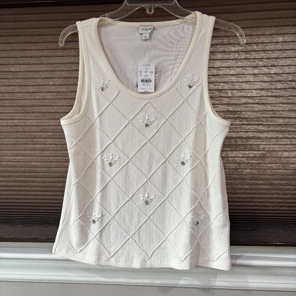 J. Crew  Embellished tank top Ivory SZ: Large